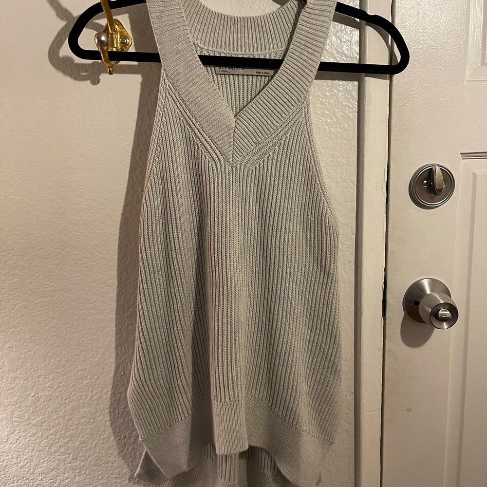 Grey All Saints Sweater style tank top. Slits on the side.